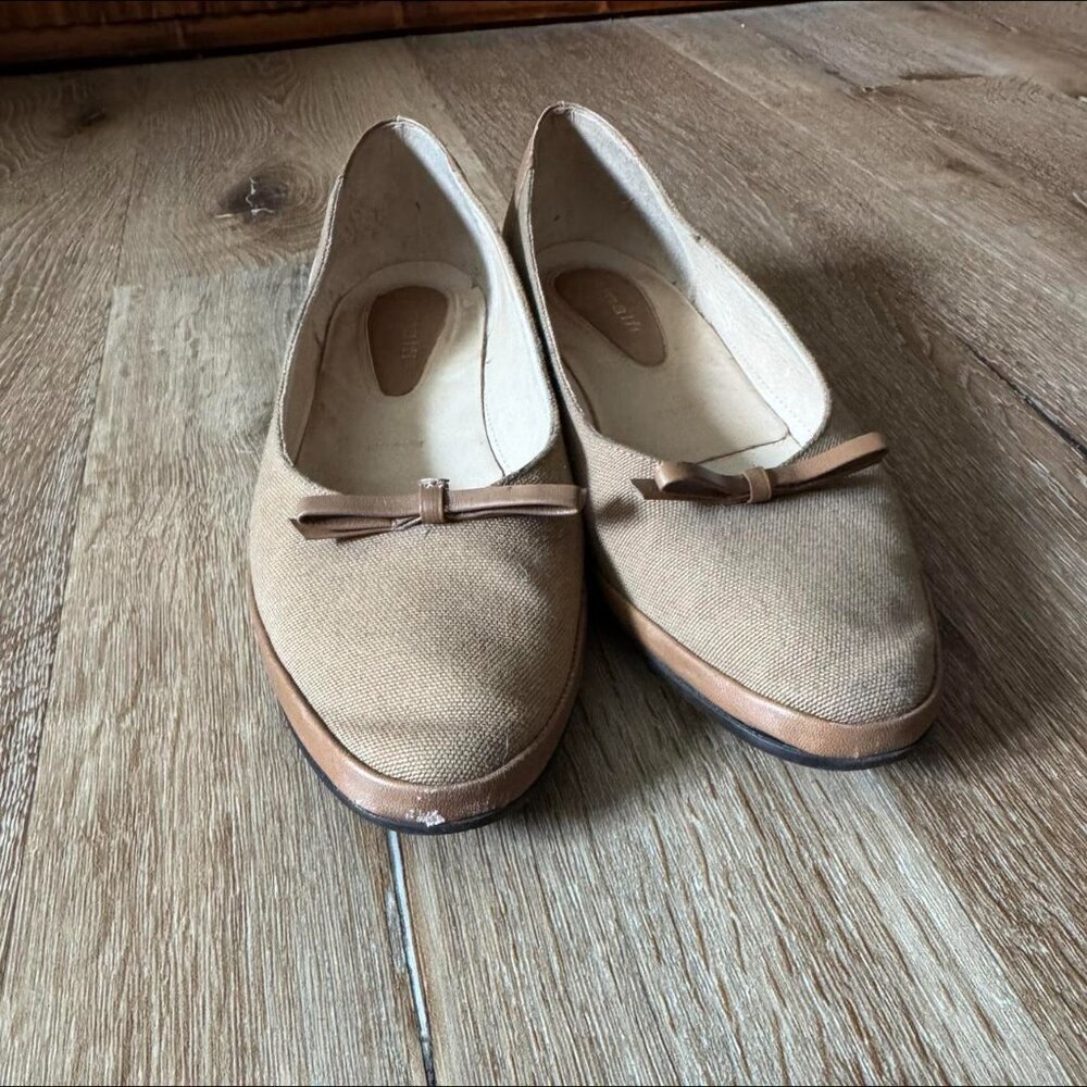 Amalfi Brown Tan Leather Flats with bow tie size‎ 6.5 - Picture 5 of 7